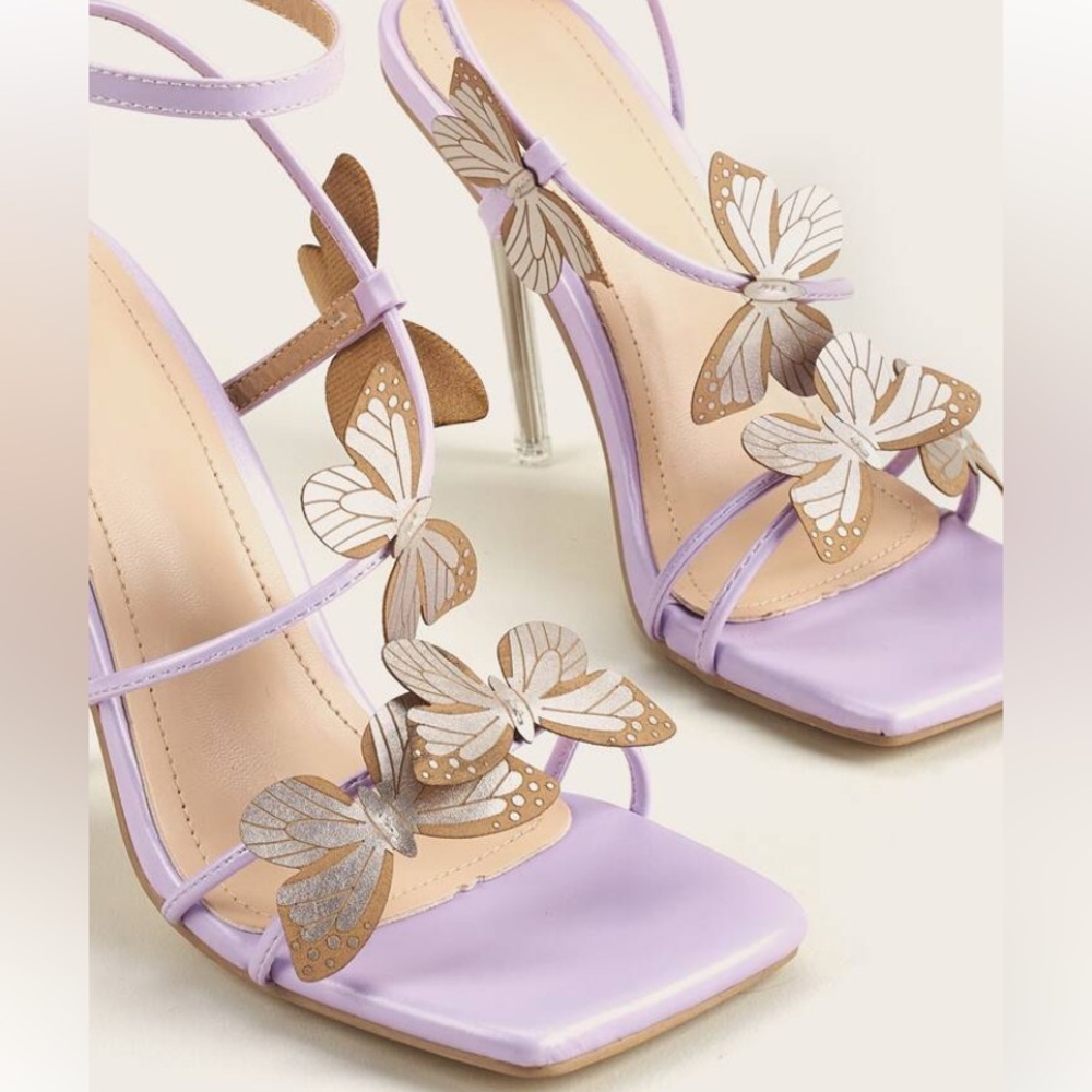 Lavender Butterfly Embellished Heels - Picture 4 of 15